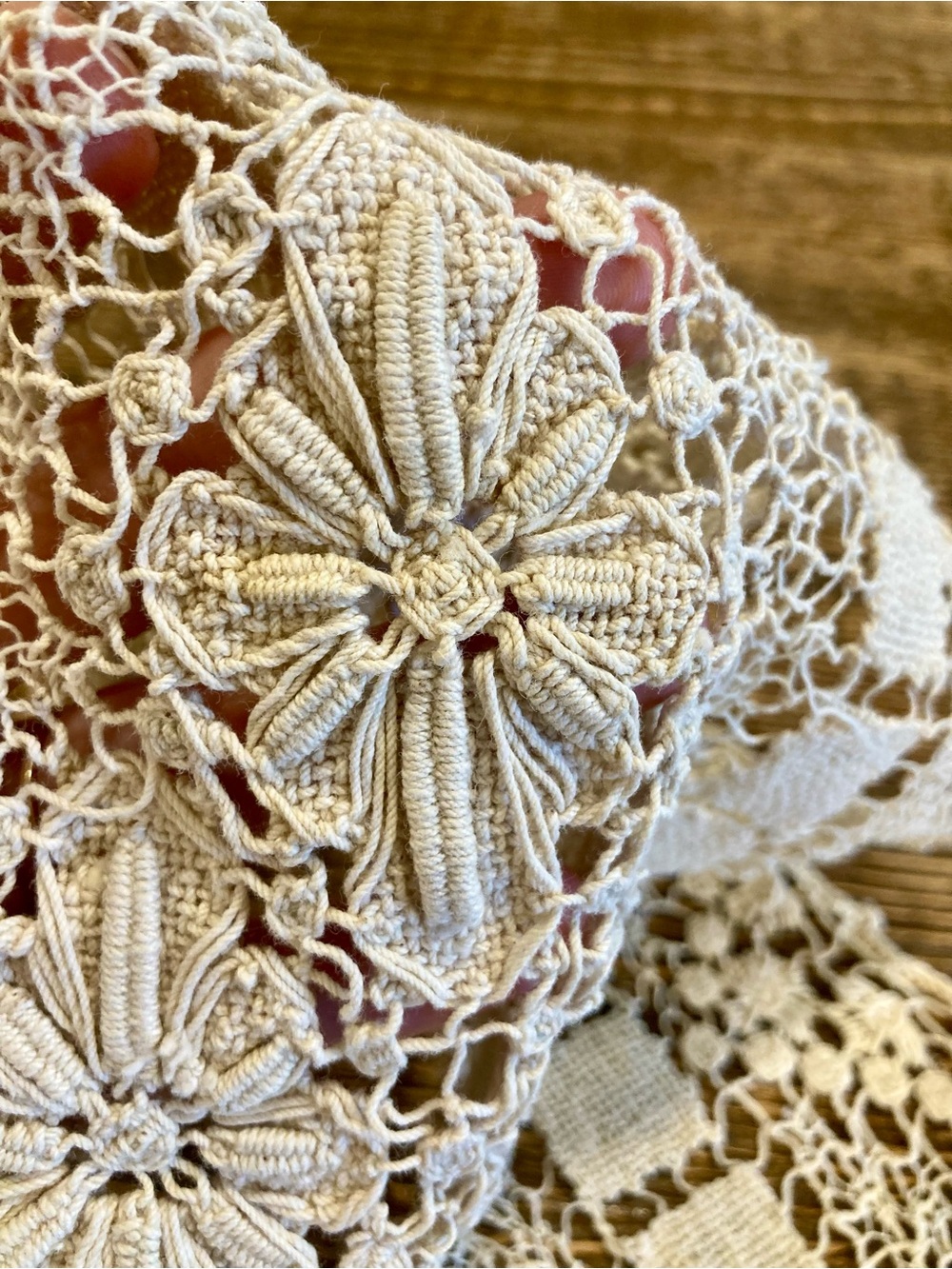 Small Rectangle Doily Table Accent in Cream Flower Design Crochet - Picture 13 of 13